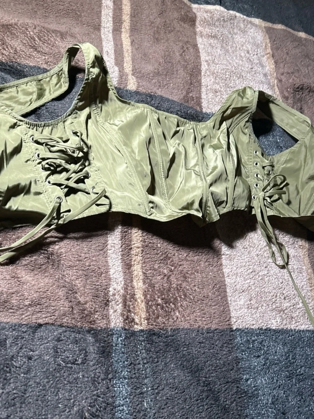 kate spade olive green clutch/wristlet